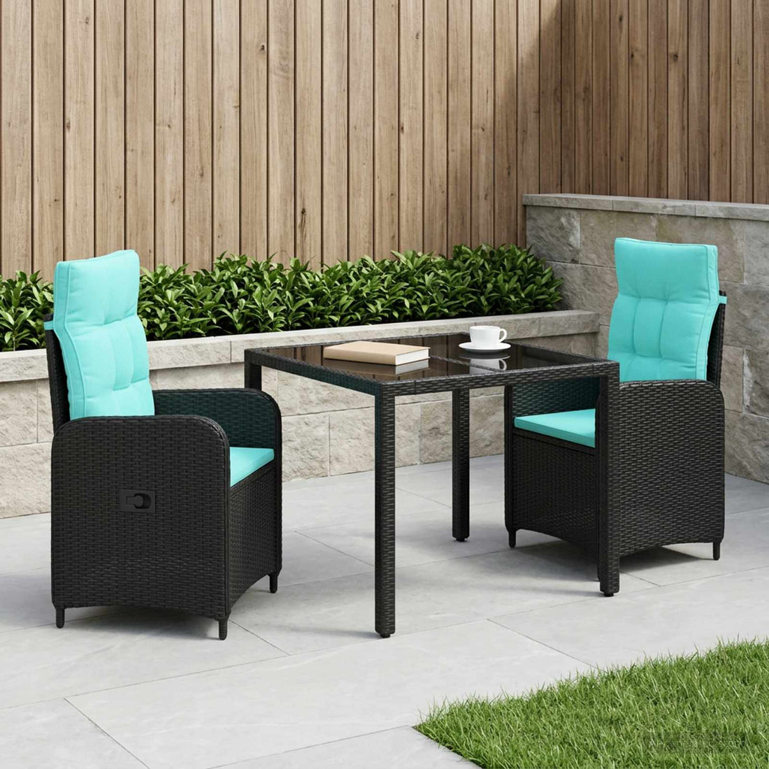 vidaXL Juego de comedor para exteriores 3 uds. ratán sintético