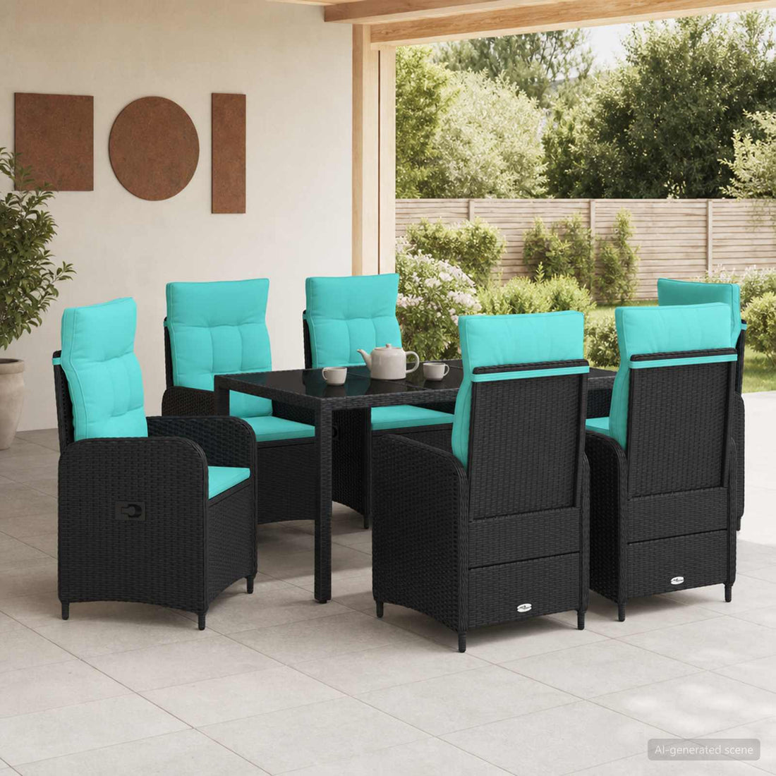 vidaXL Juego de comedor para exteriores 7 uds. ratán sintético