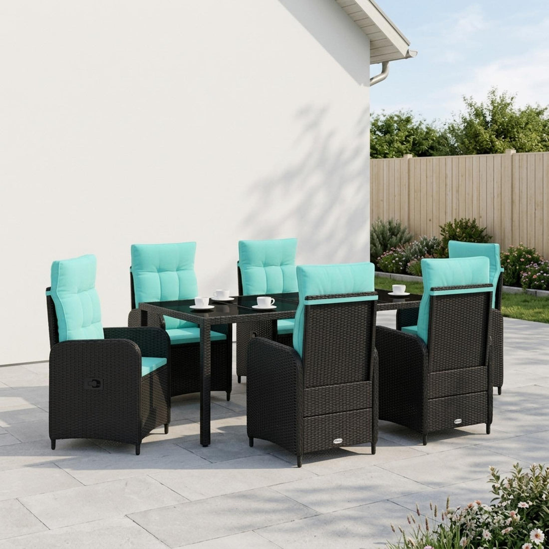 vidaXL Juego de comedor para exteriores 7 uds. ratán sintético