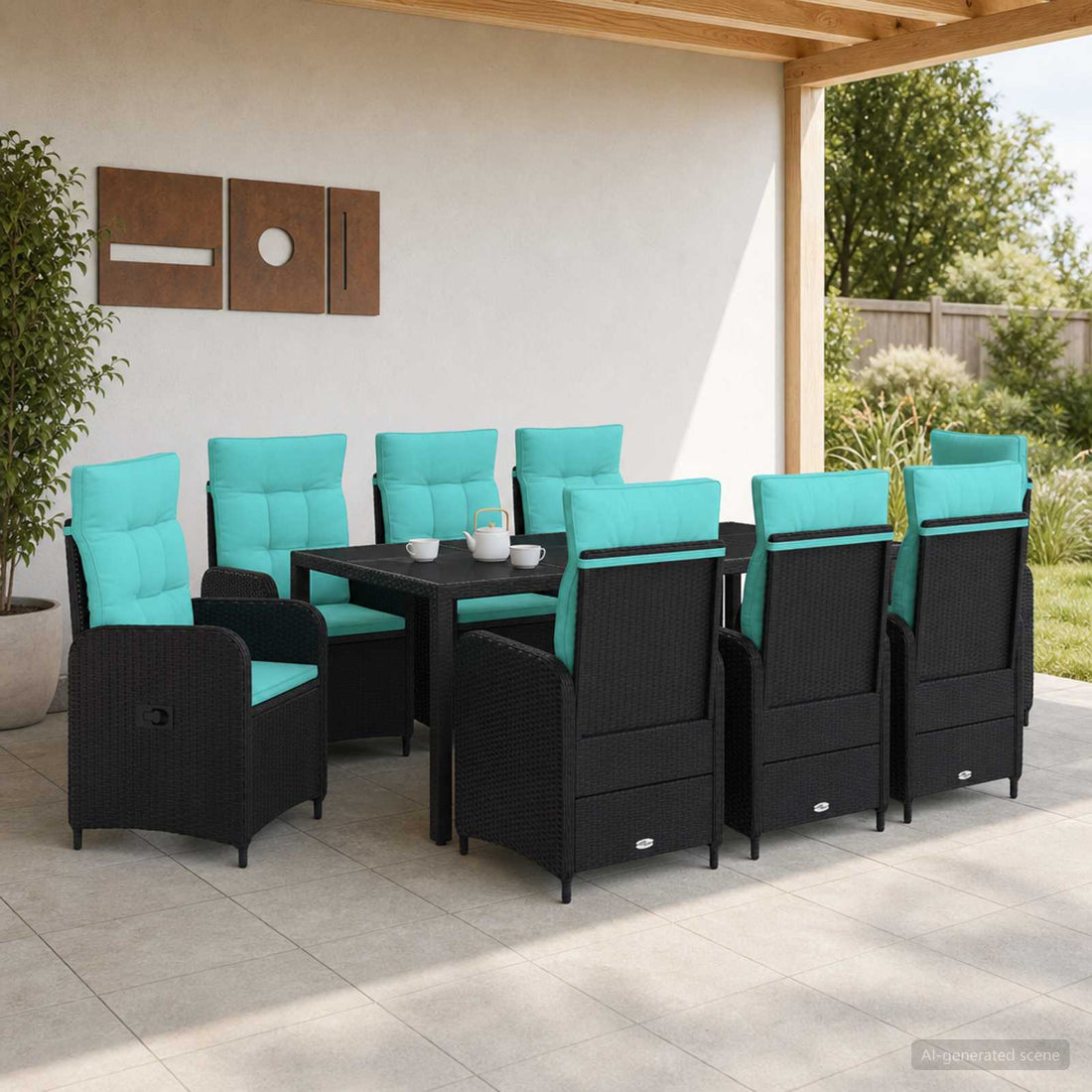 vidaXL Juego de comedor para exteriores 9 uds. ratán sintético