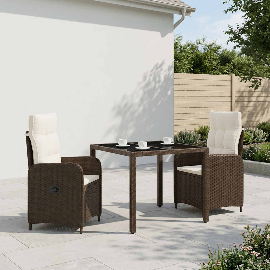 vidaXL Juego de comedor para exteriores 3 uds. Marrón y Crema Blanca