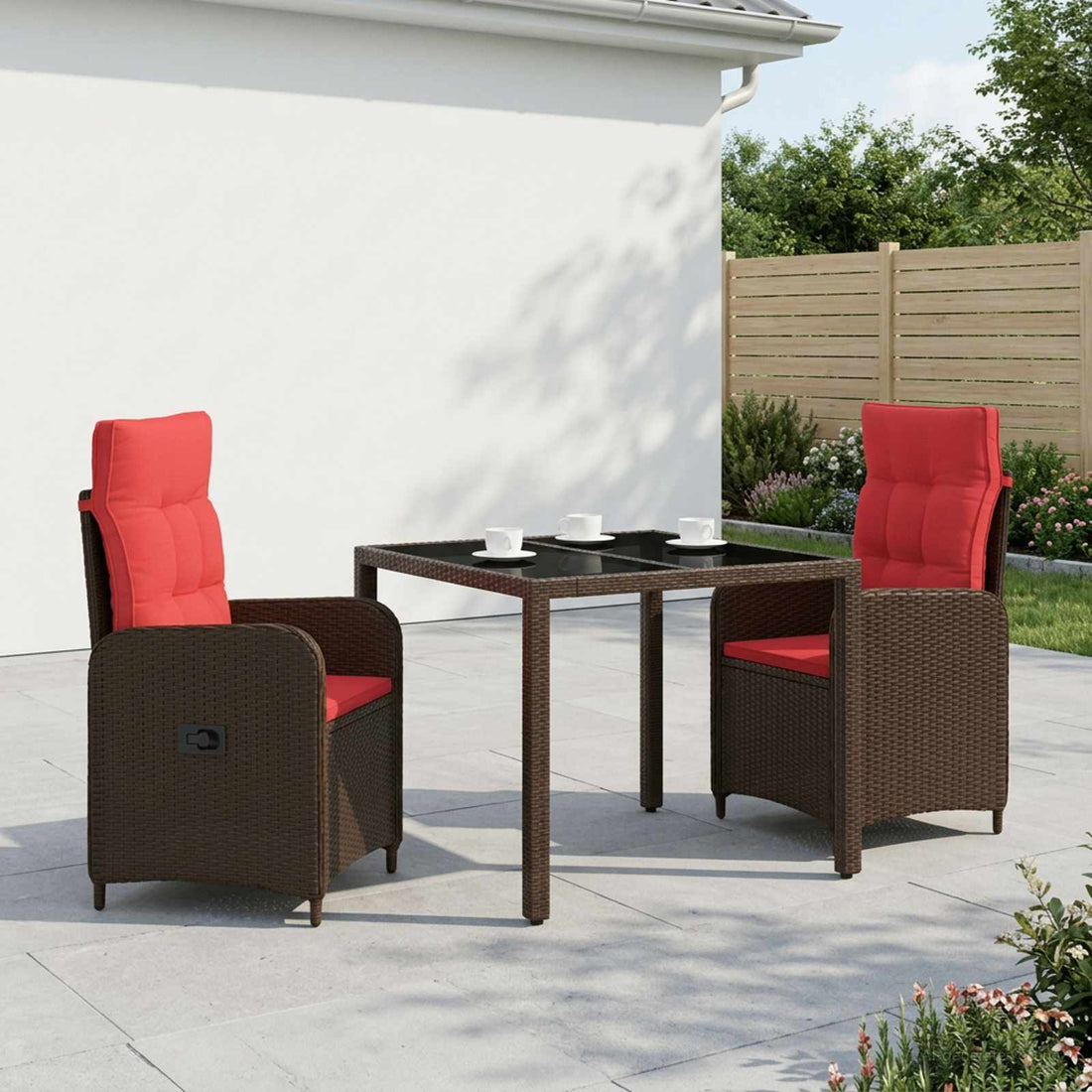 vidaXL Juego de comedor para exteriores 3 uds. ratán sintético