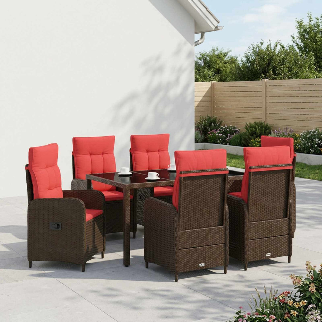 vidaXL Juego de comedor para exteriores 7 uds. ratán sintético