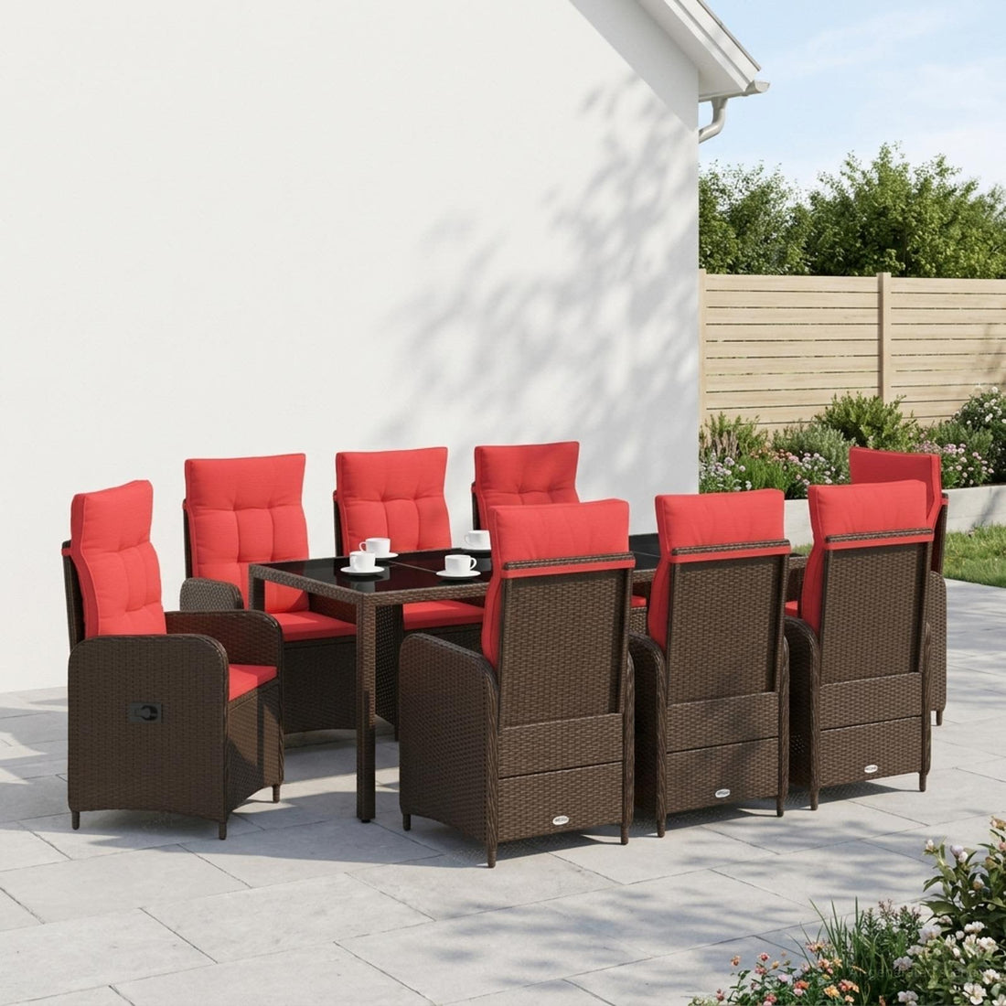 vidaXL Juego de comedor para exteriores 9 uds. ratán sintético