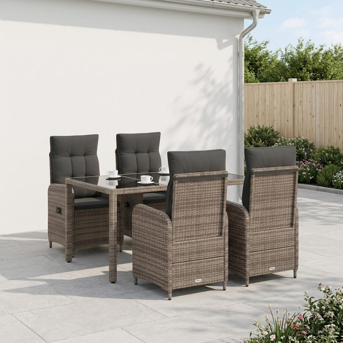 vidaXL Juego de comedor para exteriores 5 uds. ratán sintético