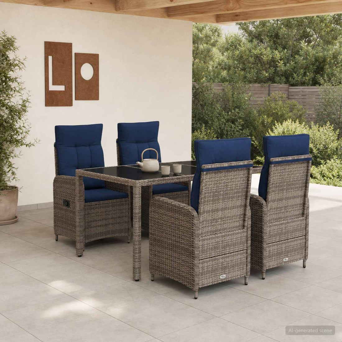 vidaXL Juego de comedor para exteriores 5 uds. ratán sintético