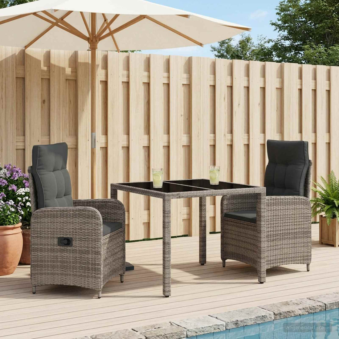 vidaXL Juego de comedor para exteriores 3 uds. ratán sintético