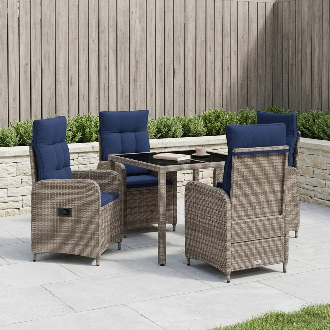 vidaXL Juego de comedor para exteriores 5 uds. ratán sintético