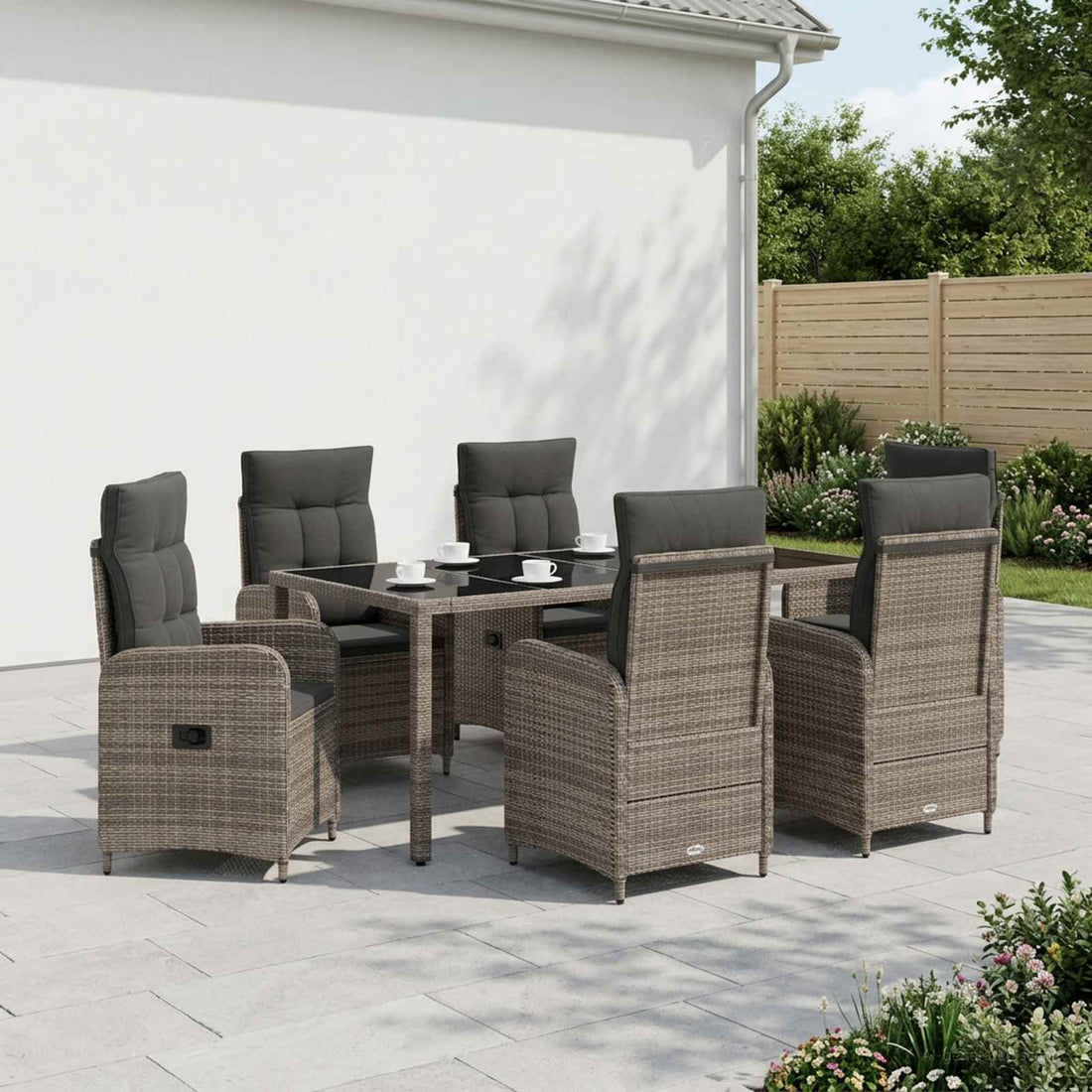 vidaXL Juego de comedor para exteriores 7 uds. ratán sintético