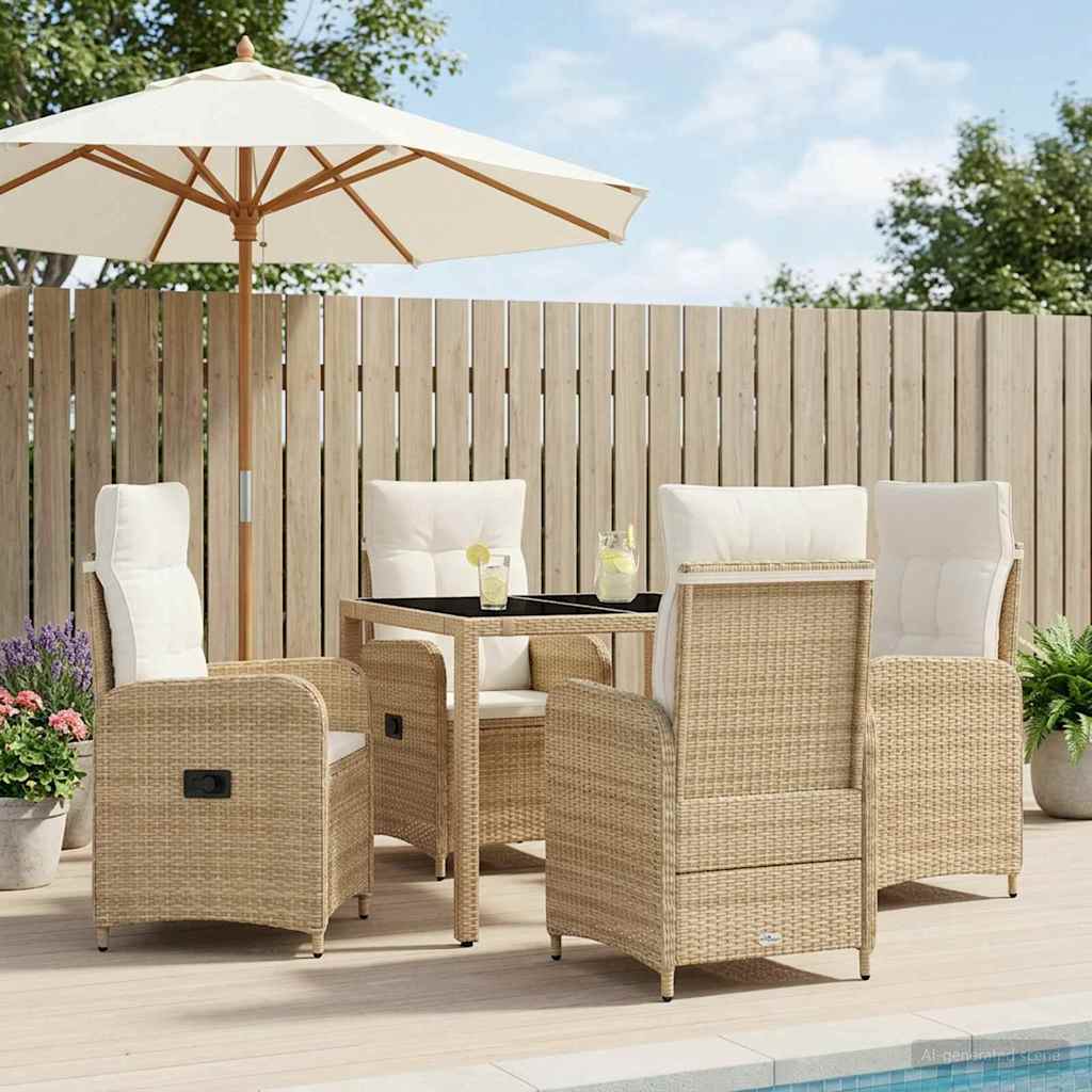 vidaXL Juego de comedor para exteriores 5 uds. Beige y blanco crema