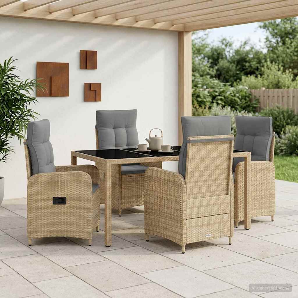 vidaXL Juego de comedor para exteriores 5 uds. Beige y Gris Claro