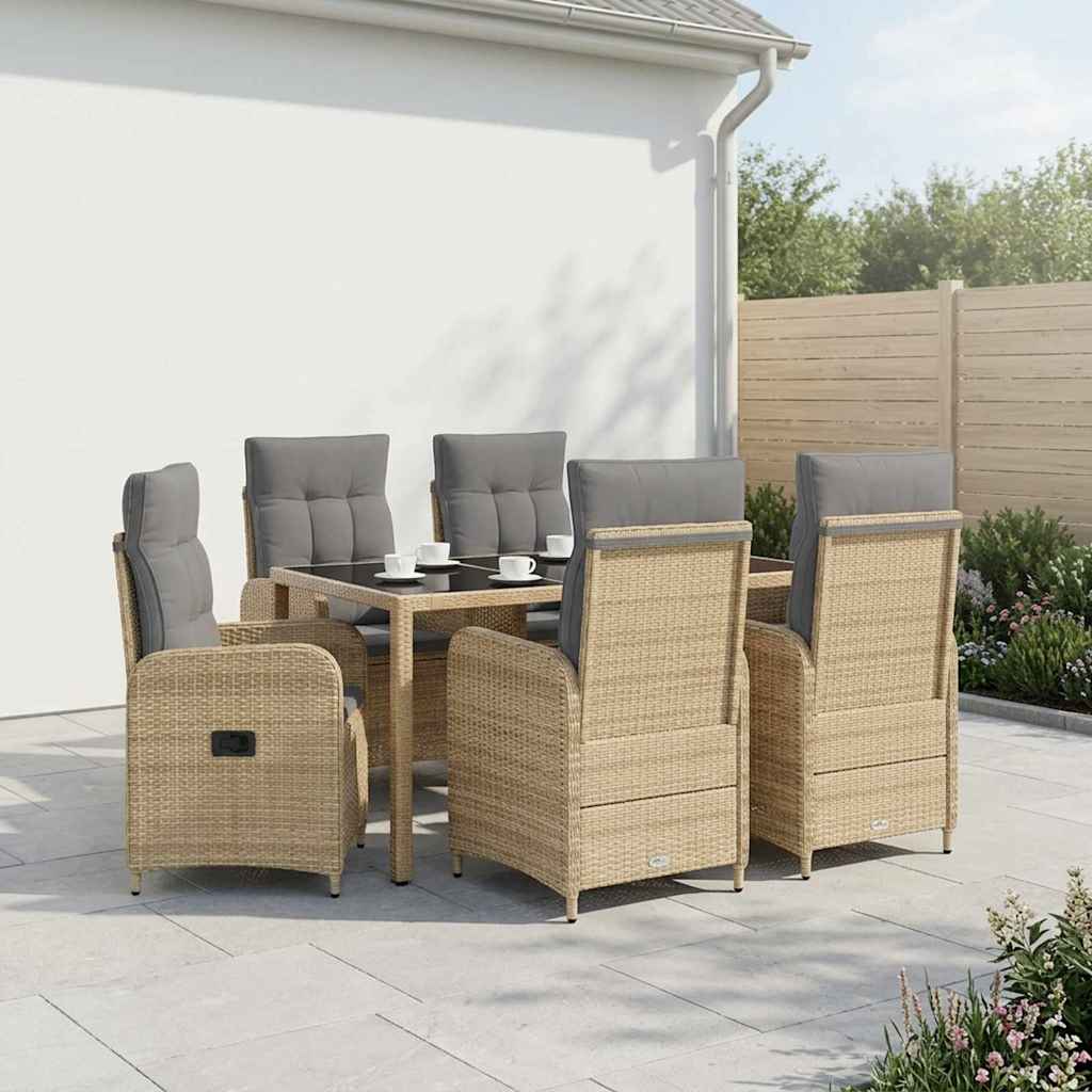 vidaXL Juego de comedor para exteriores 7 uds. Beige y Gris Claro