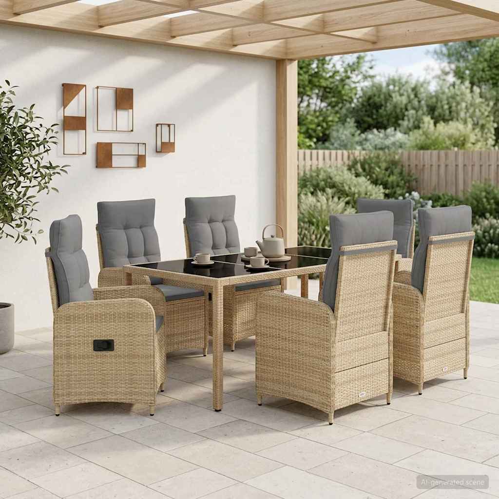 vidaXL Juego de comedor para exteriores 7 uds. Beige y Gris Claro