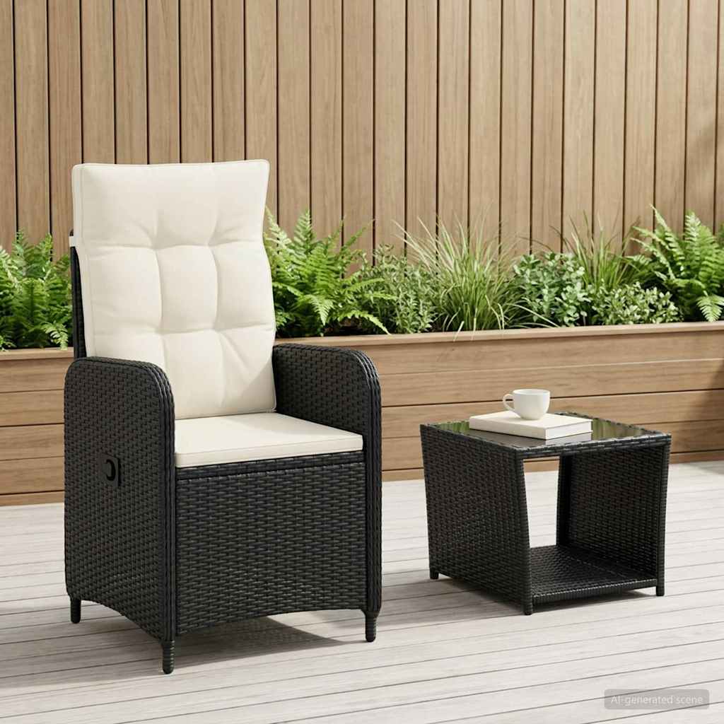 vidaXL Conjunto de Sofás de Jardín 2 uds. Negro y Crema