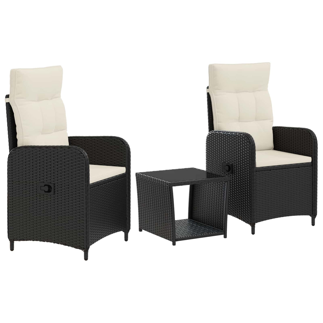 vidaXL Conjunto de Sofás de Jardín 3 uds. Negro y Crema