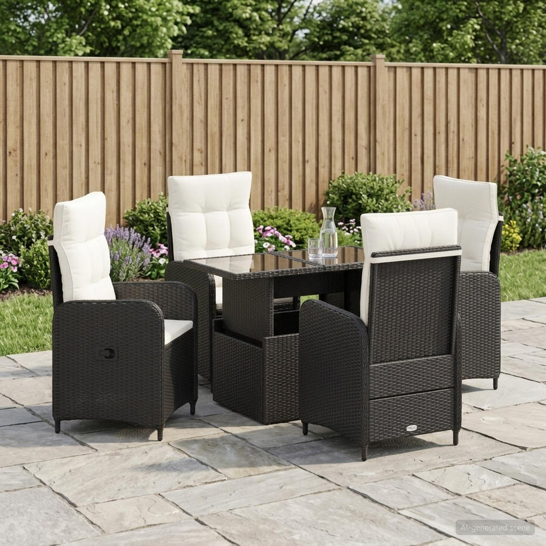 vidaXL Juego de comedor para exteriores 5 uds. Negro y Crema