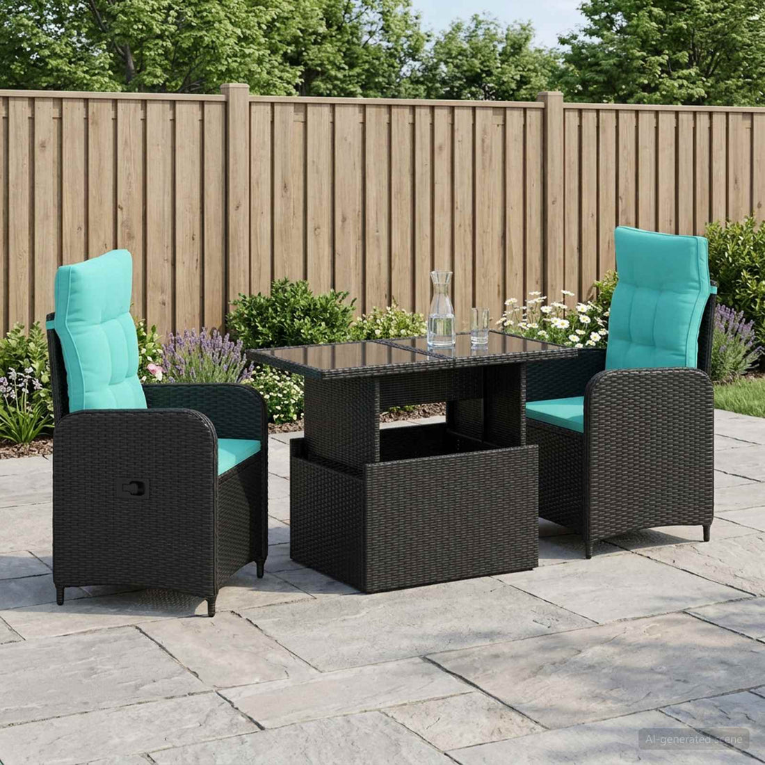 vidaXL Juego de comedor para exteriores 3 uds. ratán sintético