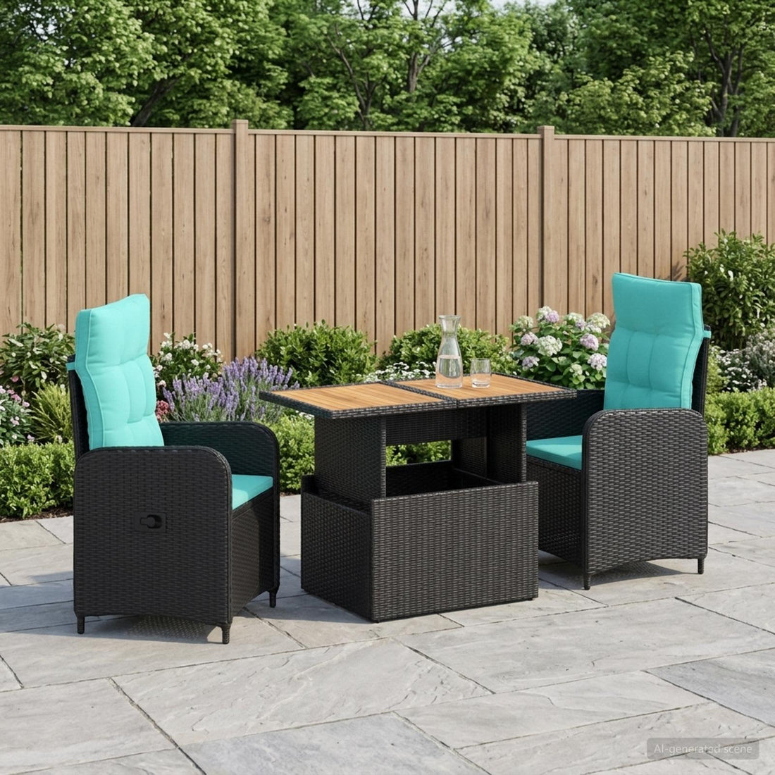 vidaXL Juego de comedor para exteriores 3 uds. ratán sintético