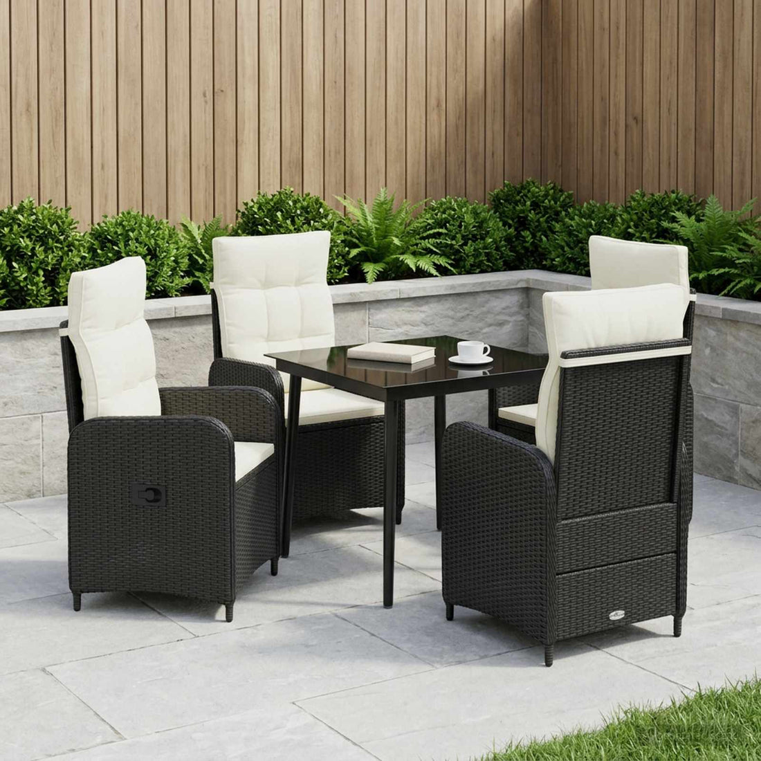 vidaXL Juego de mesa y sofá 5 uds. Negro y Crema