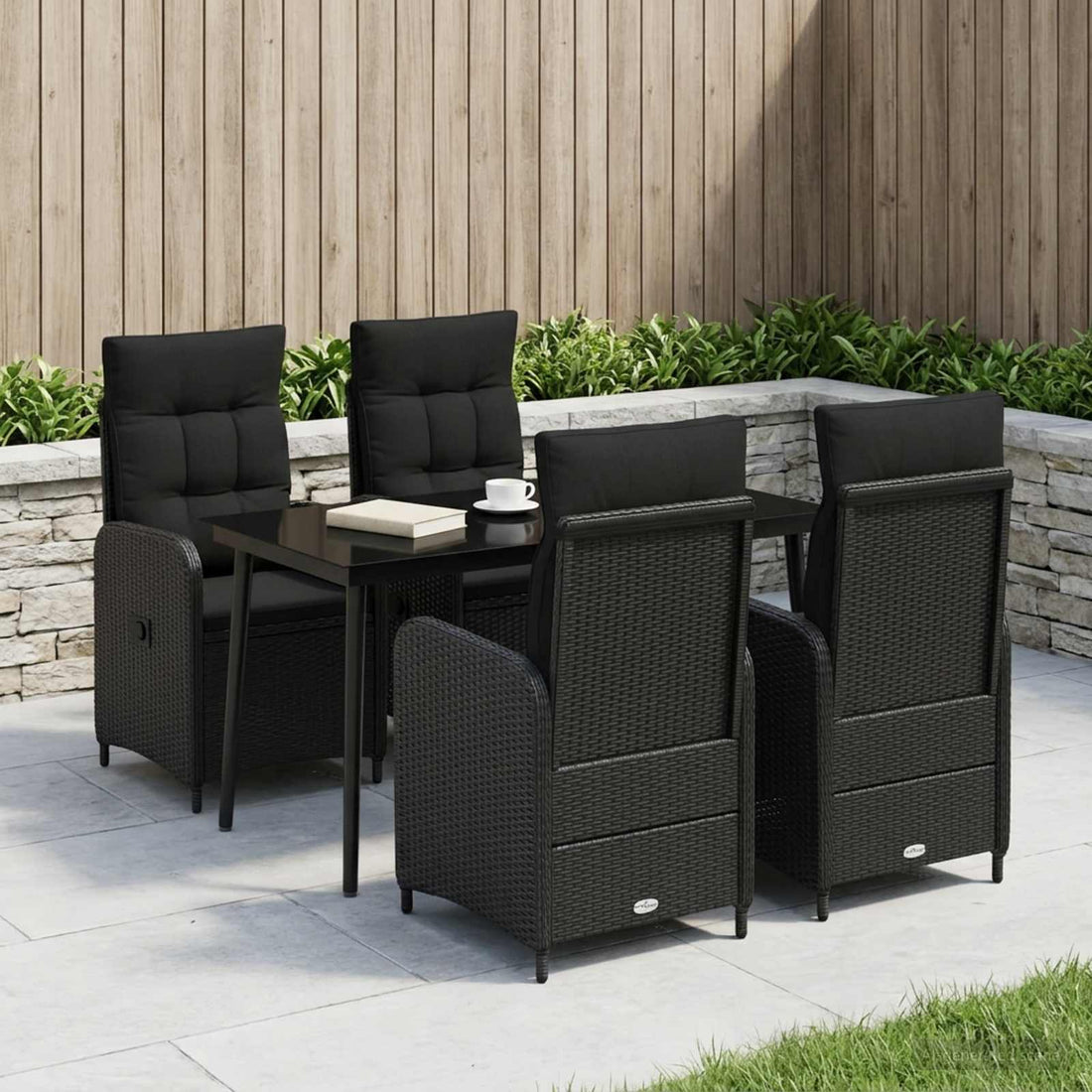 vidaXL Juego de mesa y sofá 5 uds. Negro