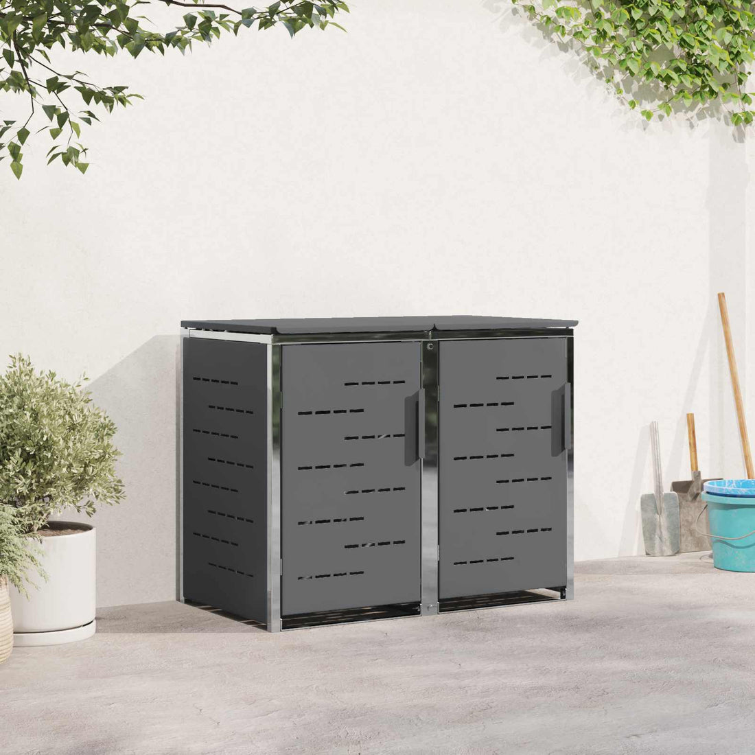 vidaXL Almacenamiento de contenedor con ruedas for 2 Bins 240L