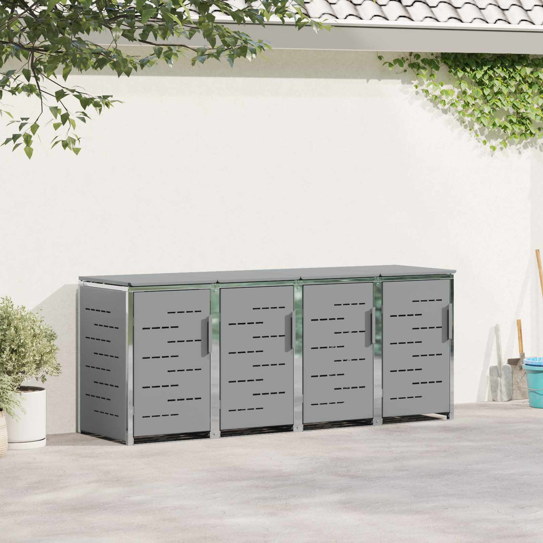 vidaXL Almacenamiento de contenedor con ruedas for 4 Bins 240L Gris