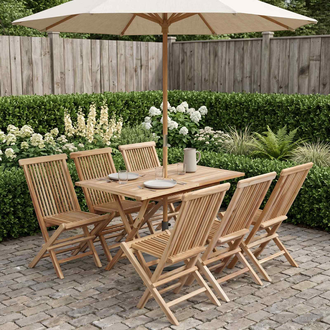 vidaXL Conjunto de Muebles de Jardín 7 uds. Natural