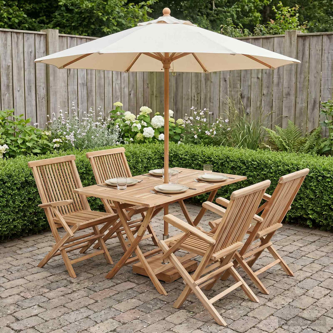 vidaXL Conjunto de Muebles de Jardín 5 uds. Natural