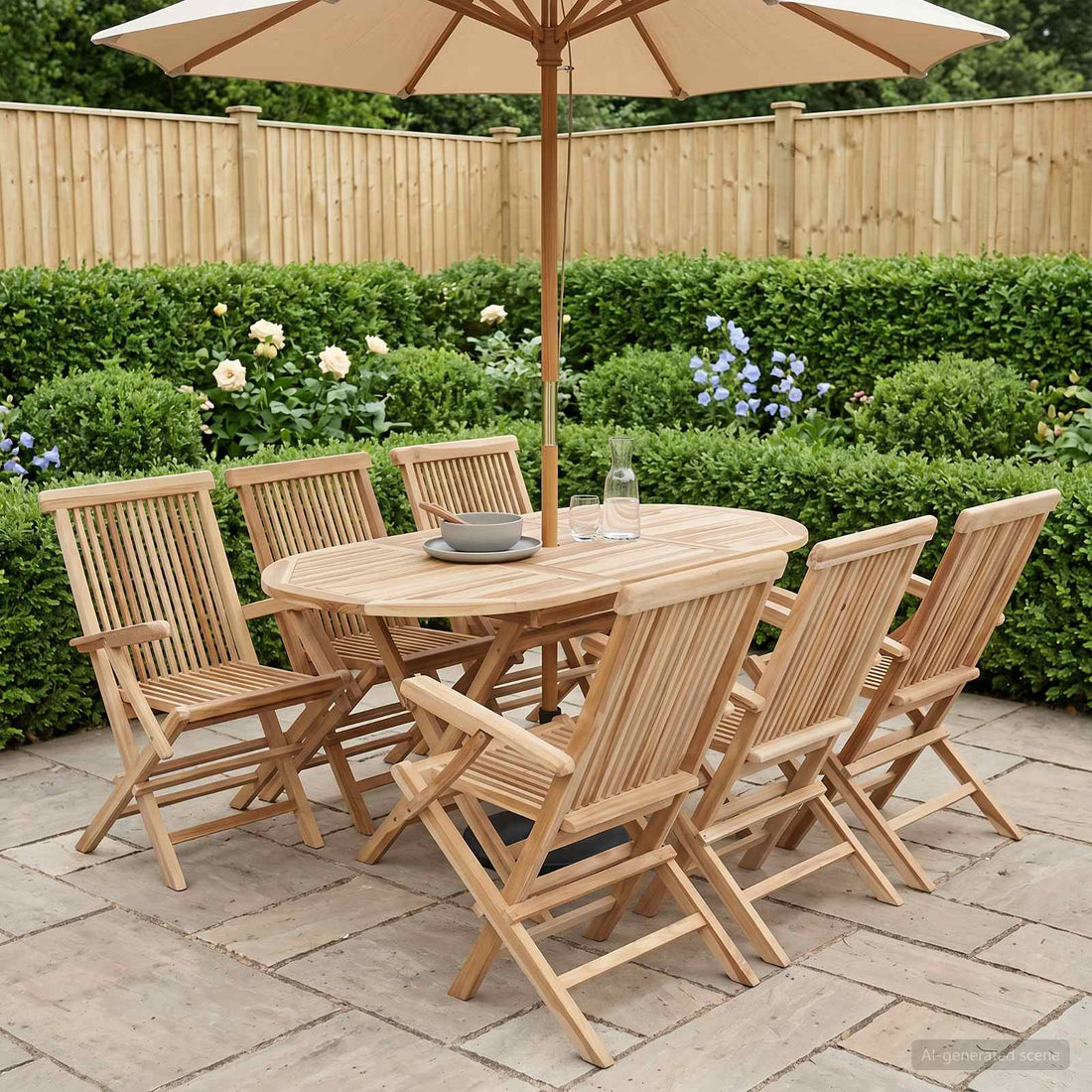 vidaXL Conjunto de Muebles de Jardín 7 uds. Natural