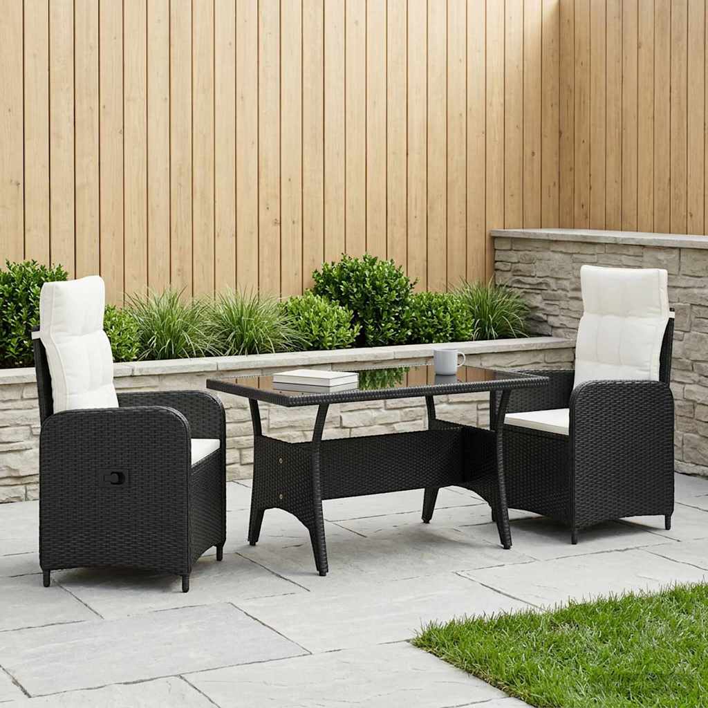 vidaXL Juego de comedor para exteriores 3 uds. Negro y Blanco Crema