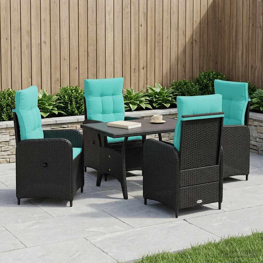 vidaXL Juego de comedor para exteriores 5 uds. Negro y Turquesa