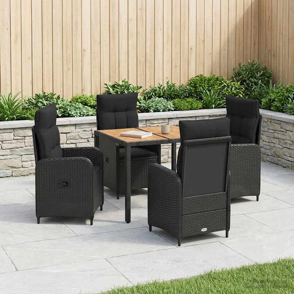 vidaXL Juego de comedor para exteriores 5 uds. Negro