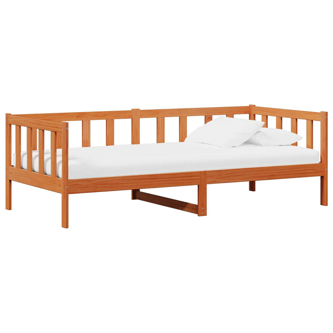 vidaXL Cama día Madera Encerada Marrón y Blanca 90 x 200 cm