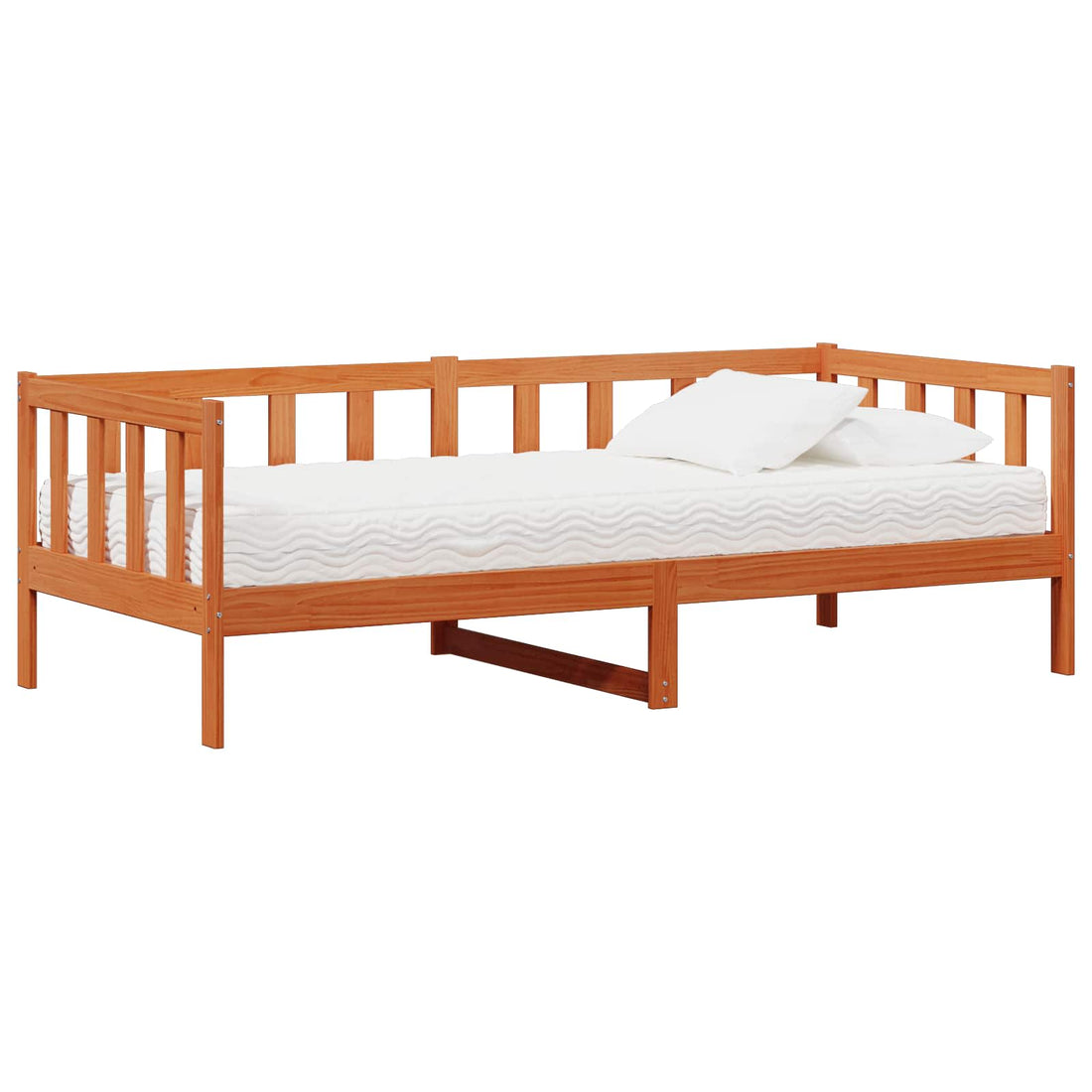 vidaXL Cama día Madera Encerada Marrón y Blanca 90 x 200 cm