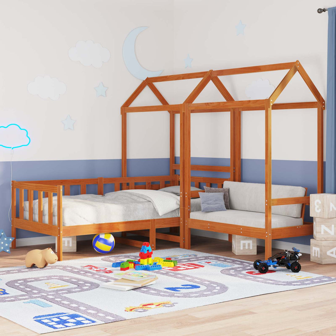 vidaXL Juego de Cama de Día 3 uds. Marrón Cera Pino macizo