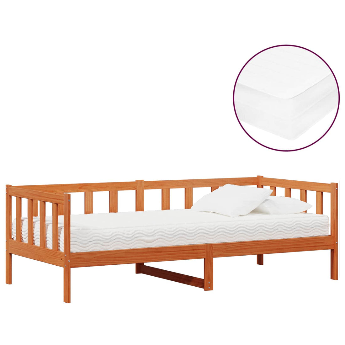 vidaXL Cama día Madera Encerada Marrón y Blanca 90 x 200 cm