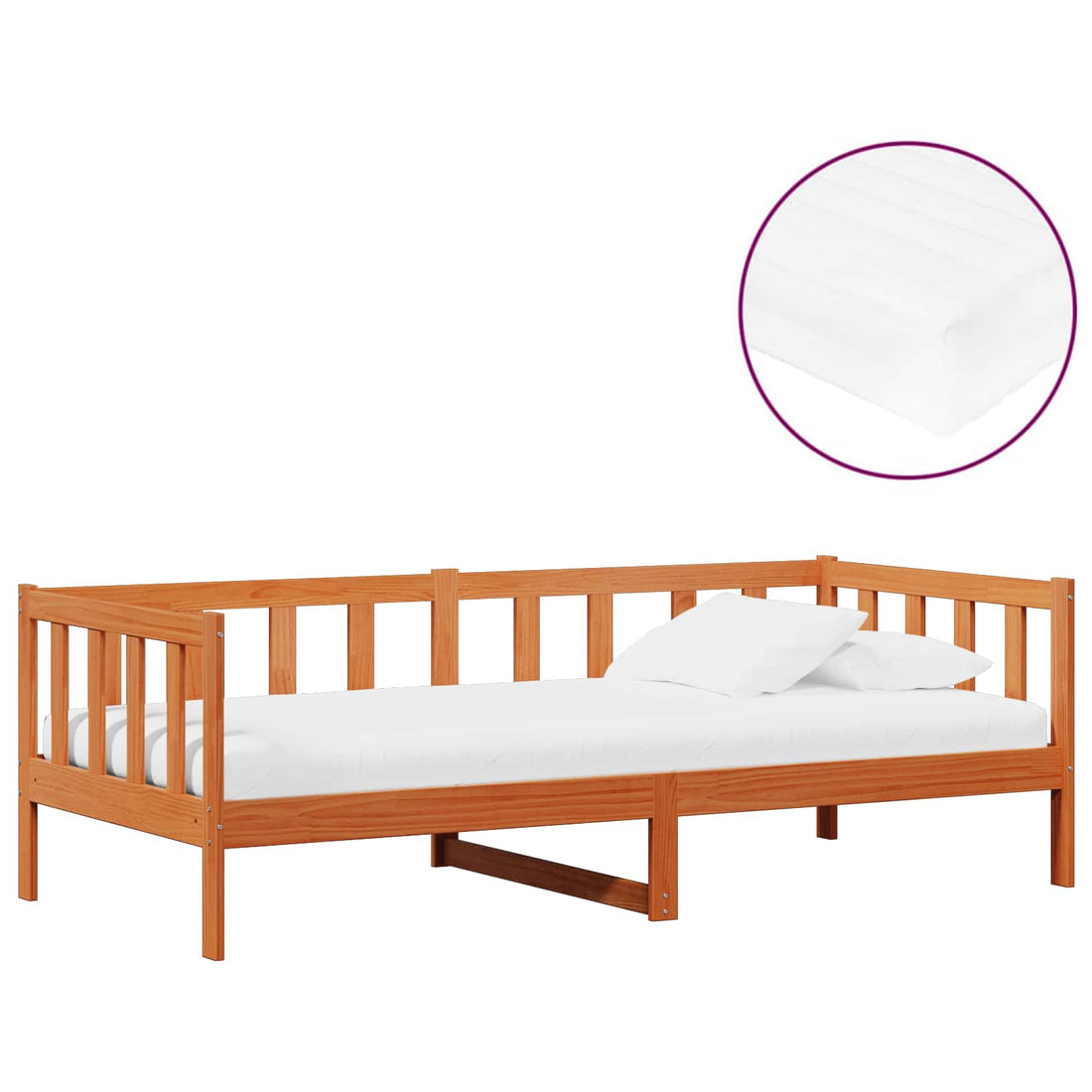 vidaXL Cama día Madera Encerada Marrón y Blanca 90 x 200 cm