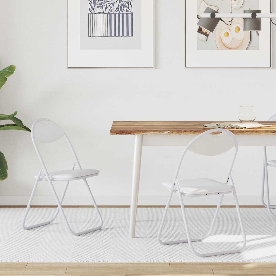 vidaXL Silla Plegable 2 uds. Cuero sintético 48 x 43,5 x 81 cm