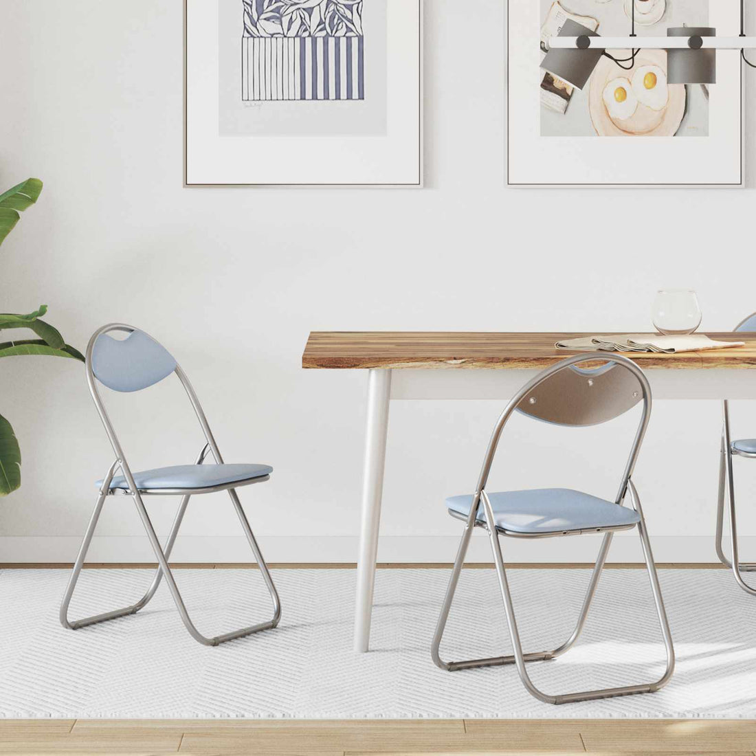vidaXL Silla Plegable 2 uds. Cuero sintético Gris 48 x 43,5 x 81 cm