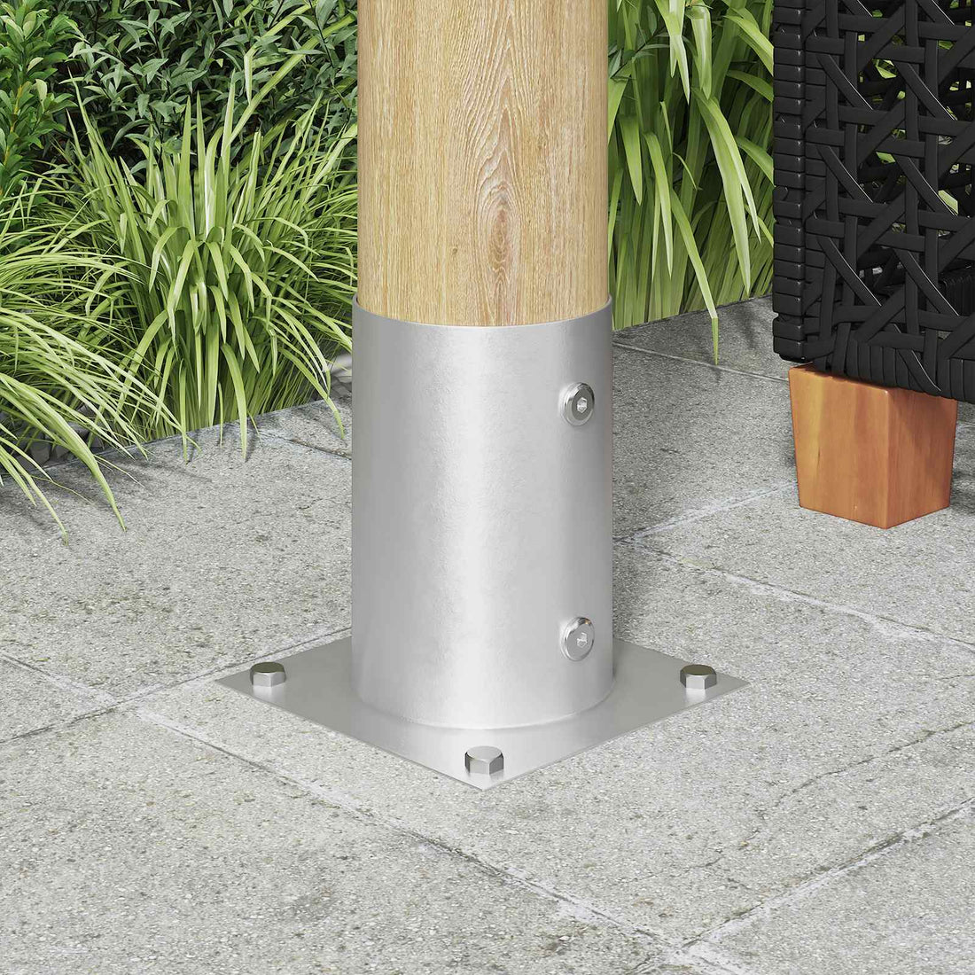 vidaXL Ancla de Tierra Redonda 4 uds. Plateado 15 x 15 x 15 cm Metal