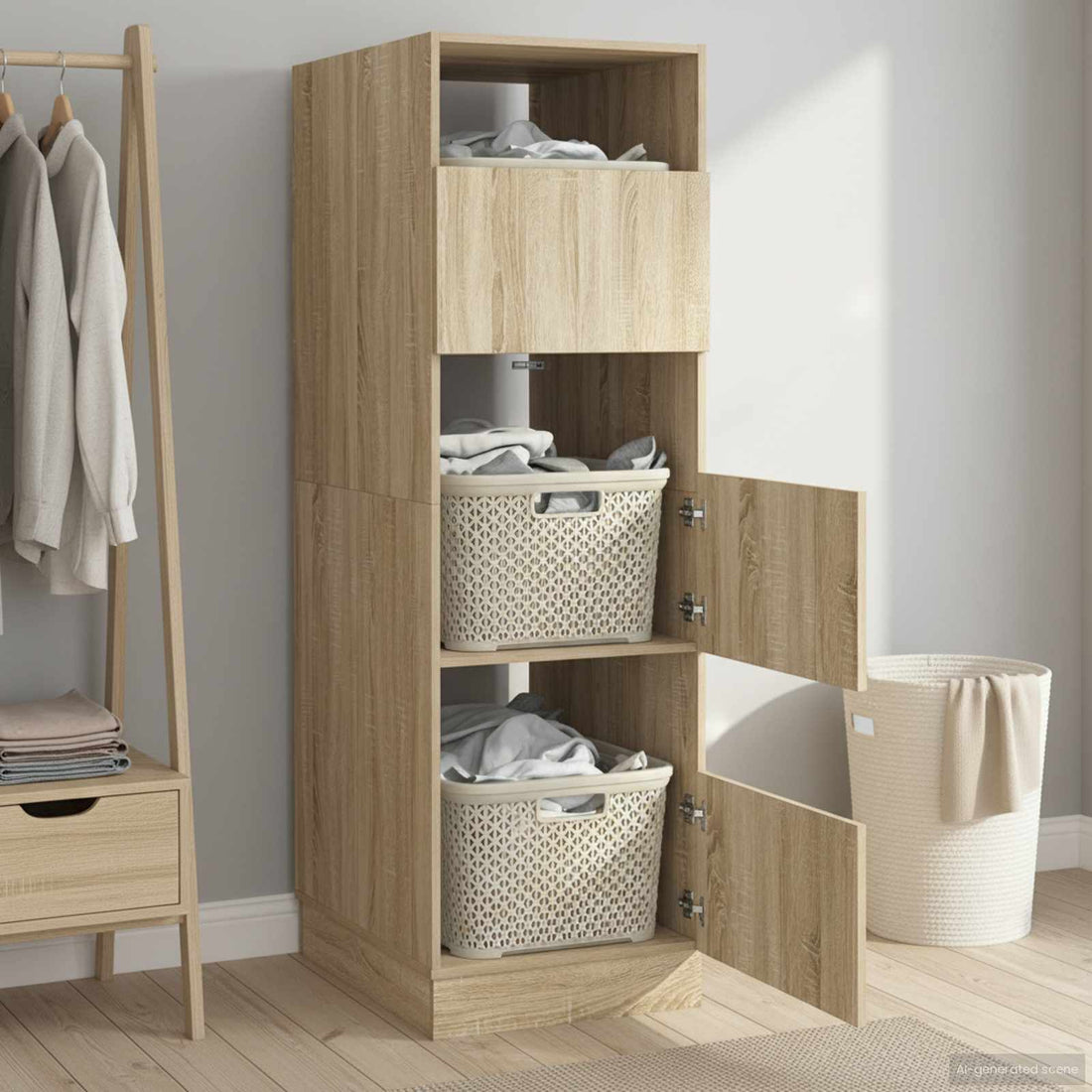 vidaXL Armario de lavandería con puerta Sonoma 50 x 68 x 162 cm