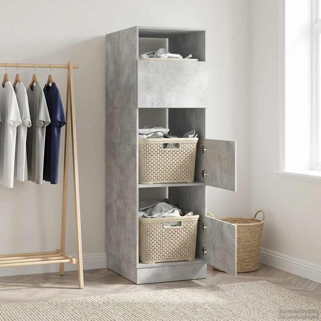 vidaXL Armario de lavandería con puerta Hormigón 50 x 68 x 162 cm