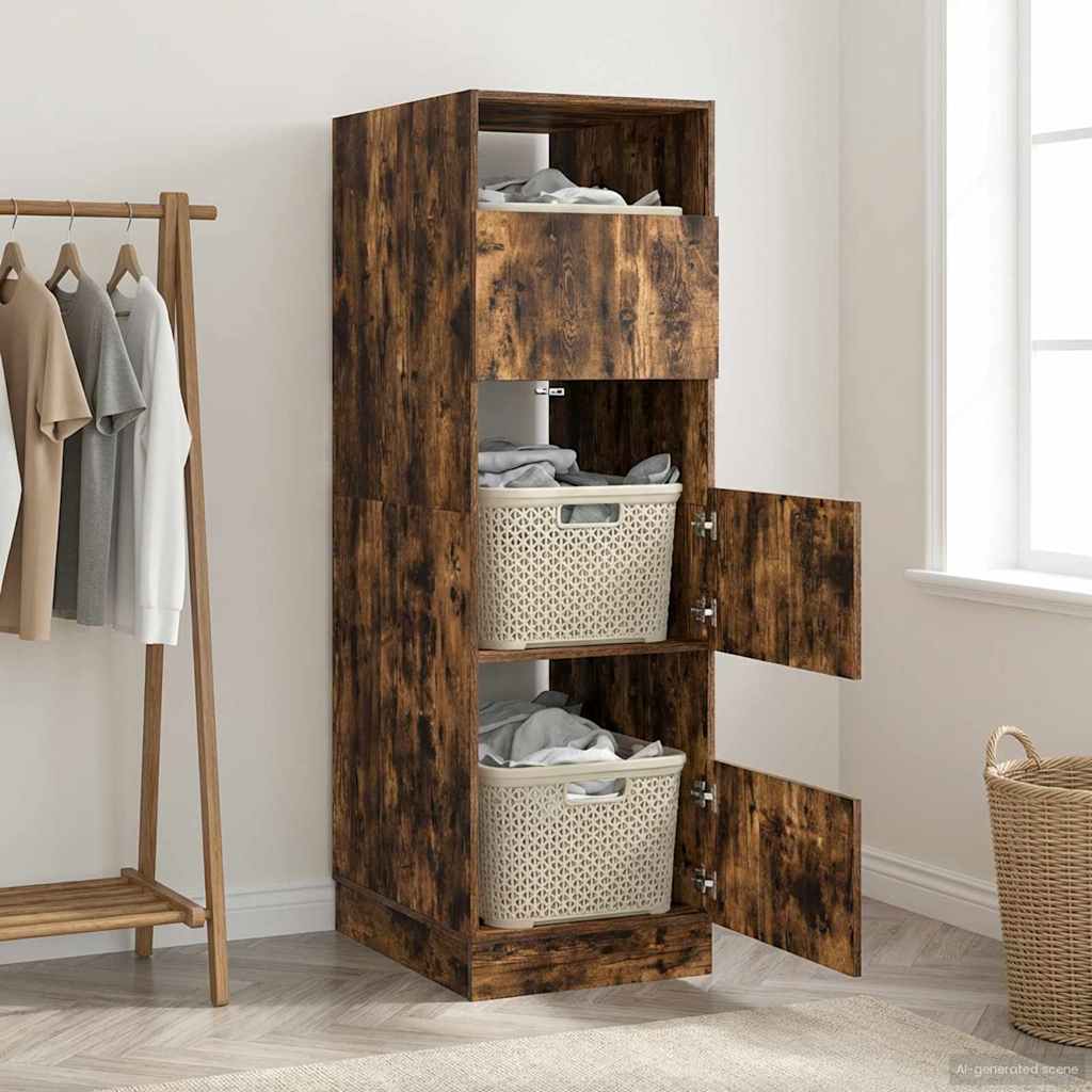 vidaXL Armario de lavandería con puerta Roble ahumado 50 x 68 x 162 cm