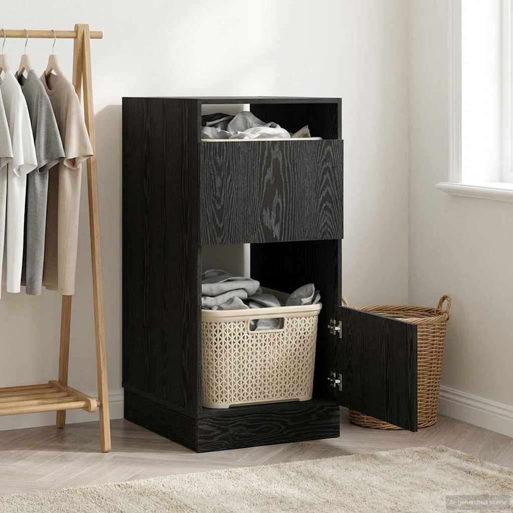 vidaXL Armario de lavandería con puerta Roble Negro 50 x 68 x 102 cm