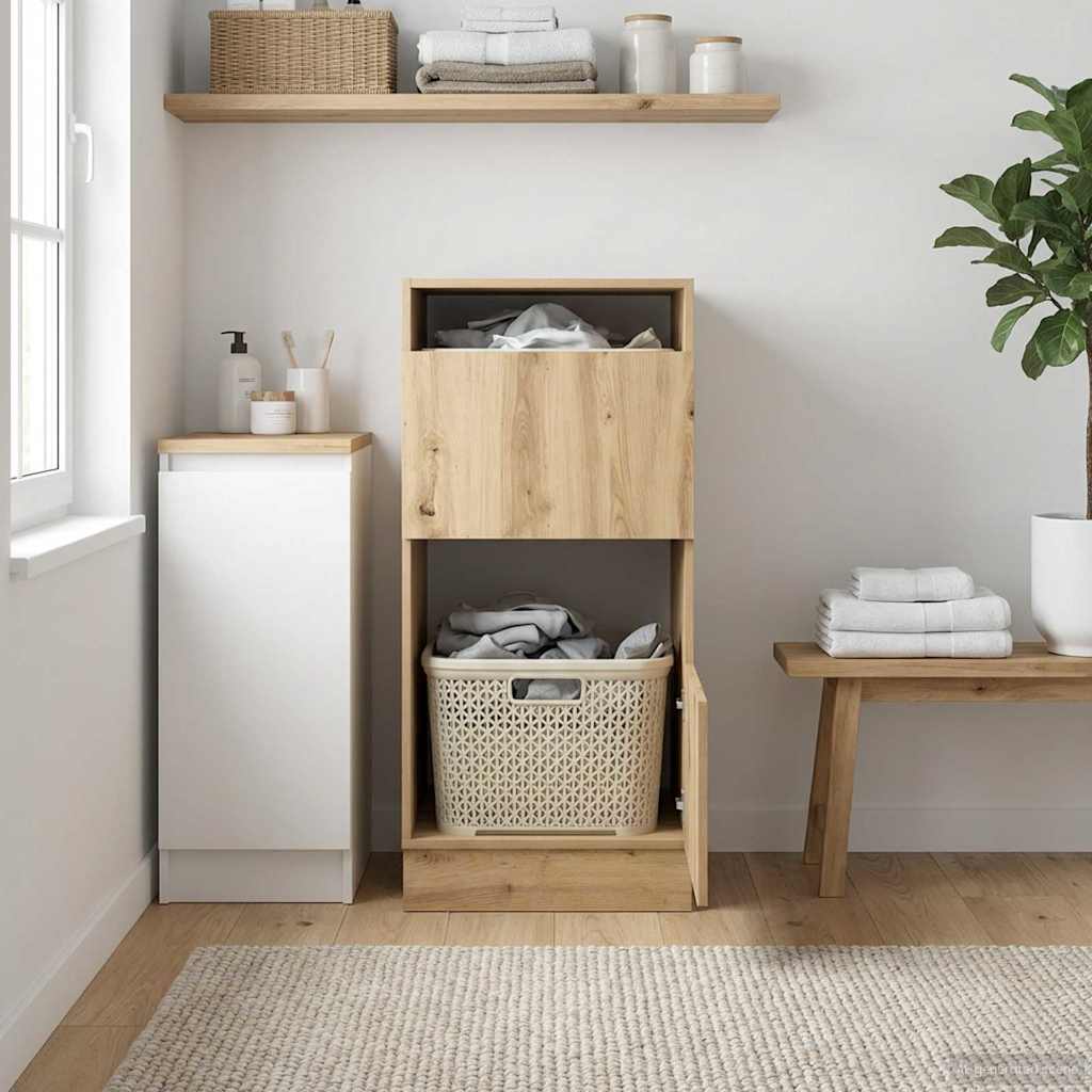 vidaXL Armario de lavandería con puerta Roble artisan 50 x 68 x 102 cm
