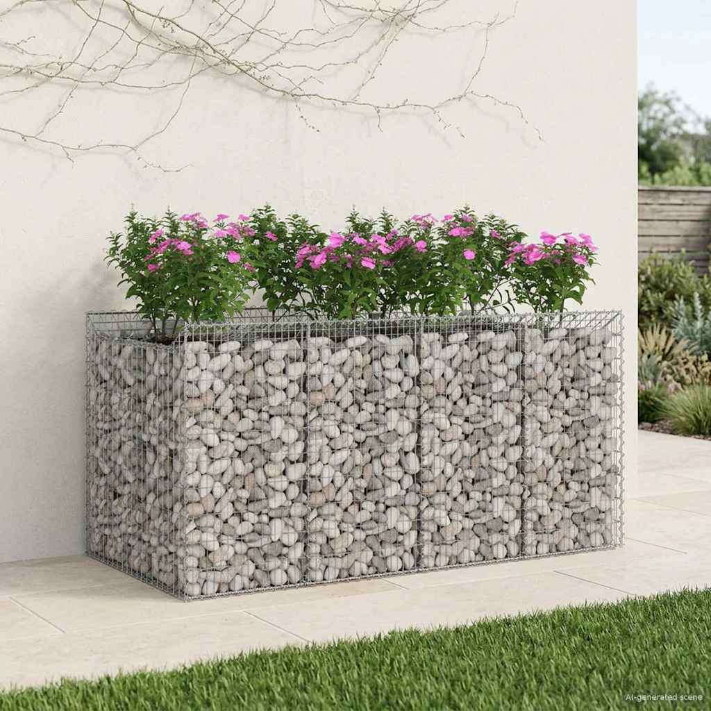 vidaXL Cama elevada de gavión 2 uds. 200 x 100 x 100 cm Plateado