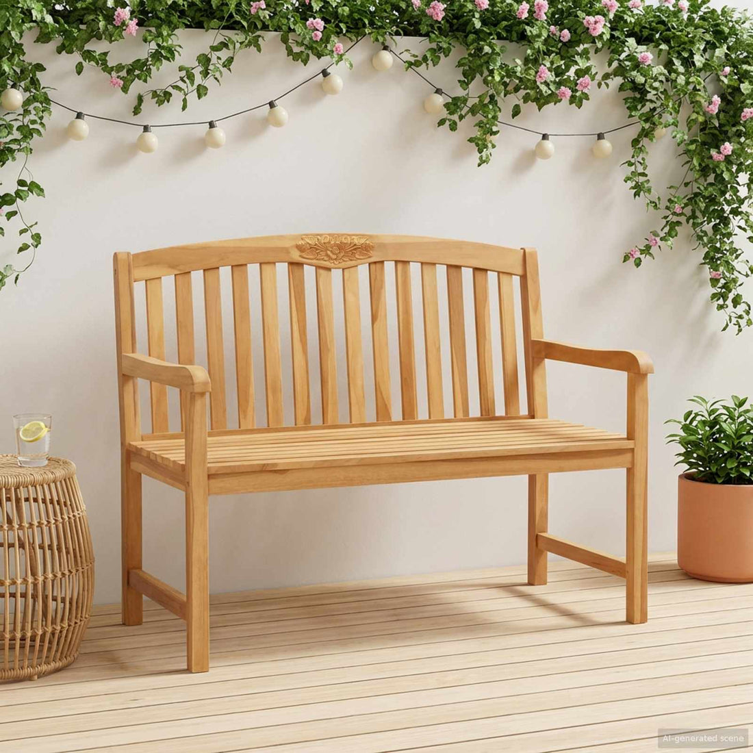 vidaXL Banco Tallado a Mano en Forma de Rosa 114 x 60,5 x 95 cm