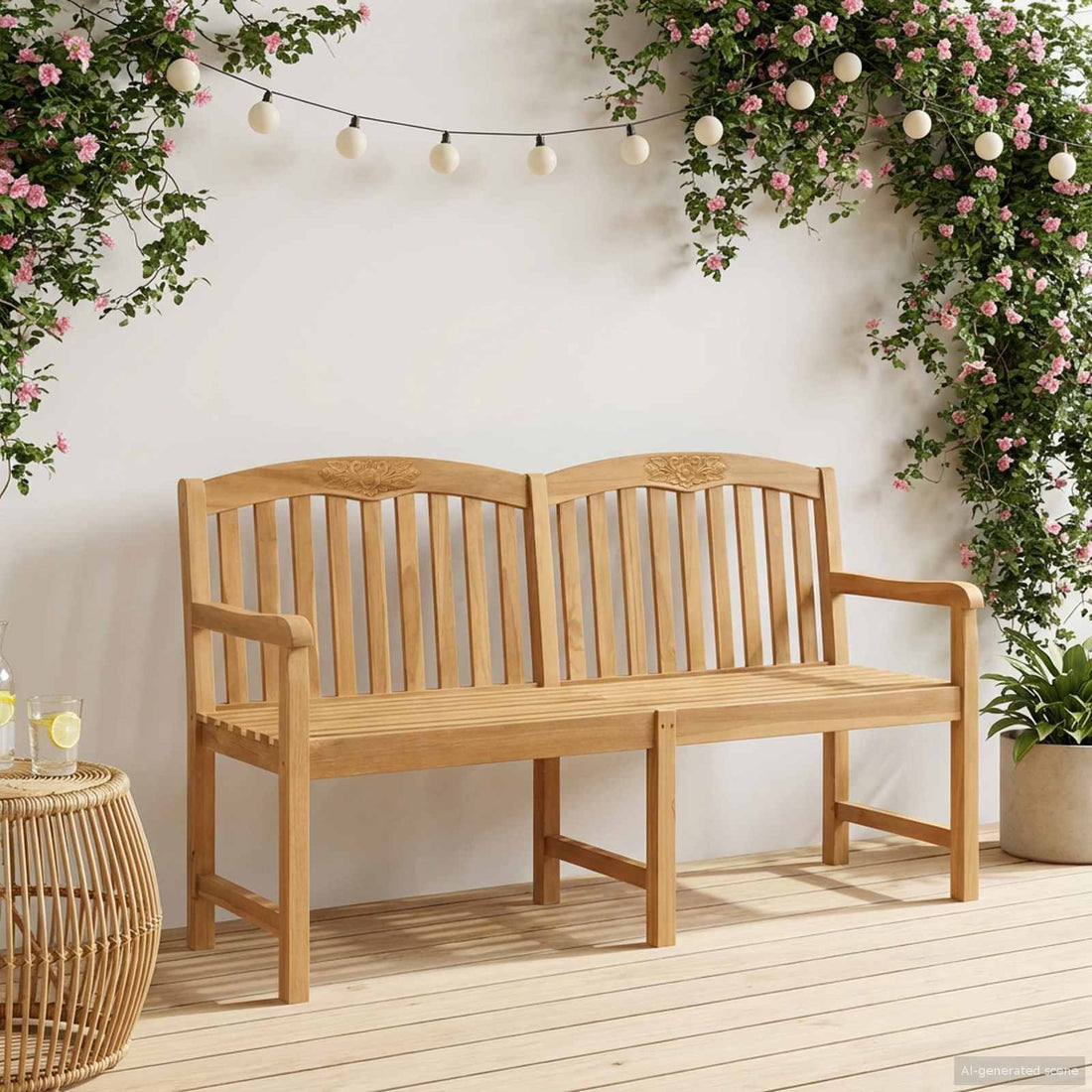 vidaXL Banco Tallado a Mano en Forma de Rosa 180 x 61 x 90 cm