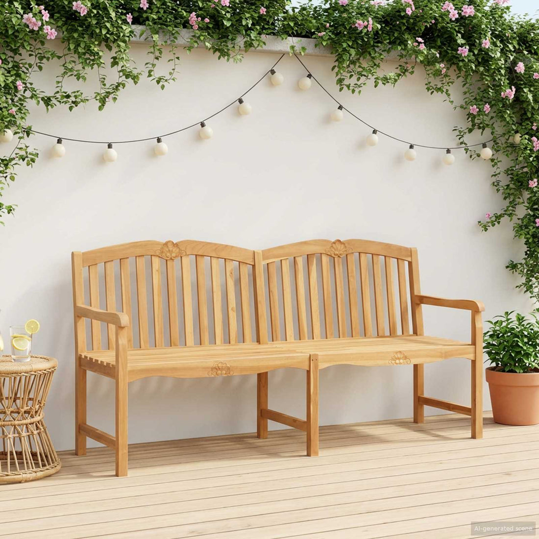 vidaXL Banco tallado a mano con diseño de concha 180 x 60 x 96 cm