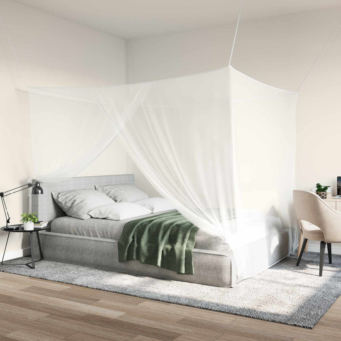 vidaXL Red contra mosquitos para cama 3 uds. 156 mesh Blanco Poliéster